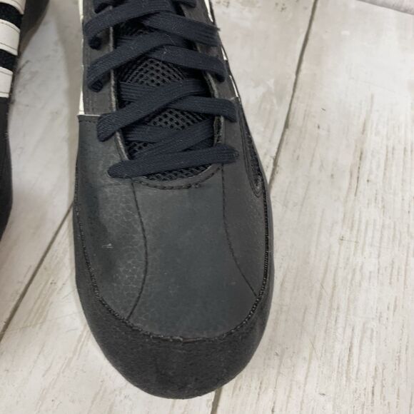 Adidas Shoes Mens 8 HVC 2 Wrestling Sneakers Black Leather Mid Top Logo … - Picture 5 of 11